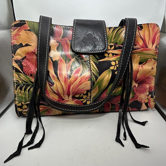 Patricia Nash satchel handbag purse leather multicolor Rienzo tropical escape - Picture 2 of 13